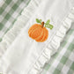 Rylee Faith Designs - Fall Halloween & Thanksgiving Pumpkin Applique Plaid Green Girls Dress