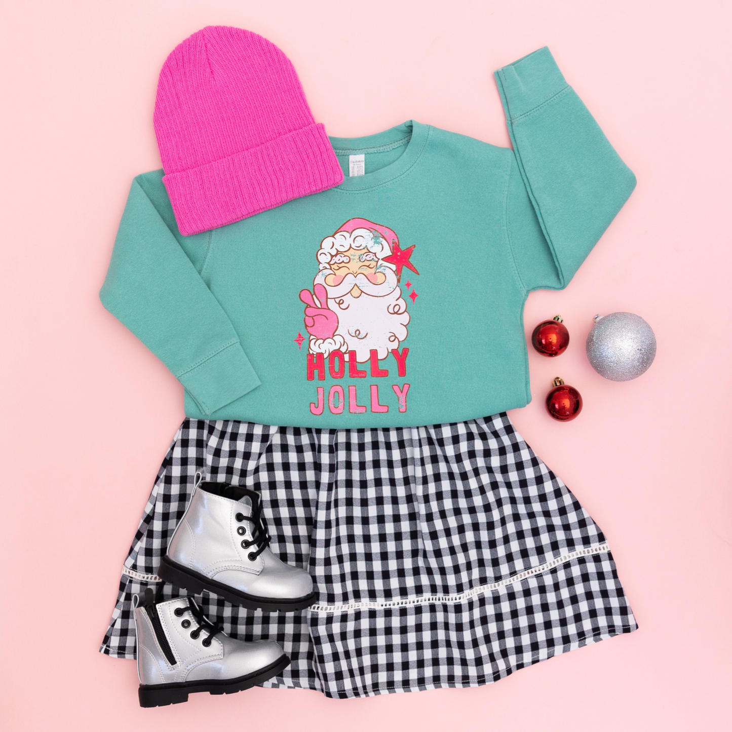 Benny & Ray Apparel - Holly Jolly Santa Christmas Kids Pullover Sweatshirt