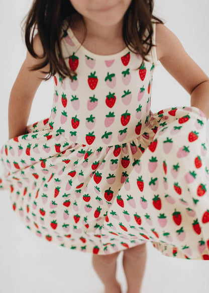Good Apples Kids - Sleeveless Twirl Dress in Strawberry Blush Pre-Sale