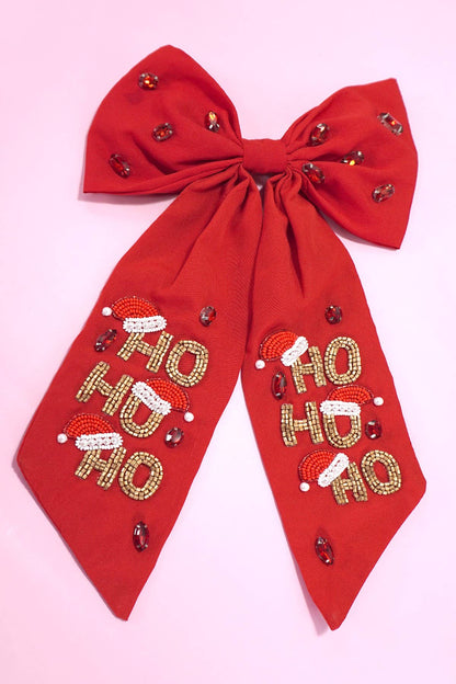 JOSSLYN by wall to wall - CHRISTMAS HO HO HO BOW SEED BEAD HAIR CLIPS | 91HC4530