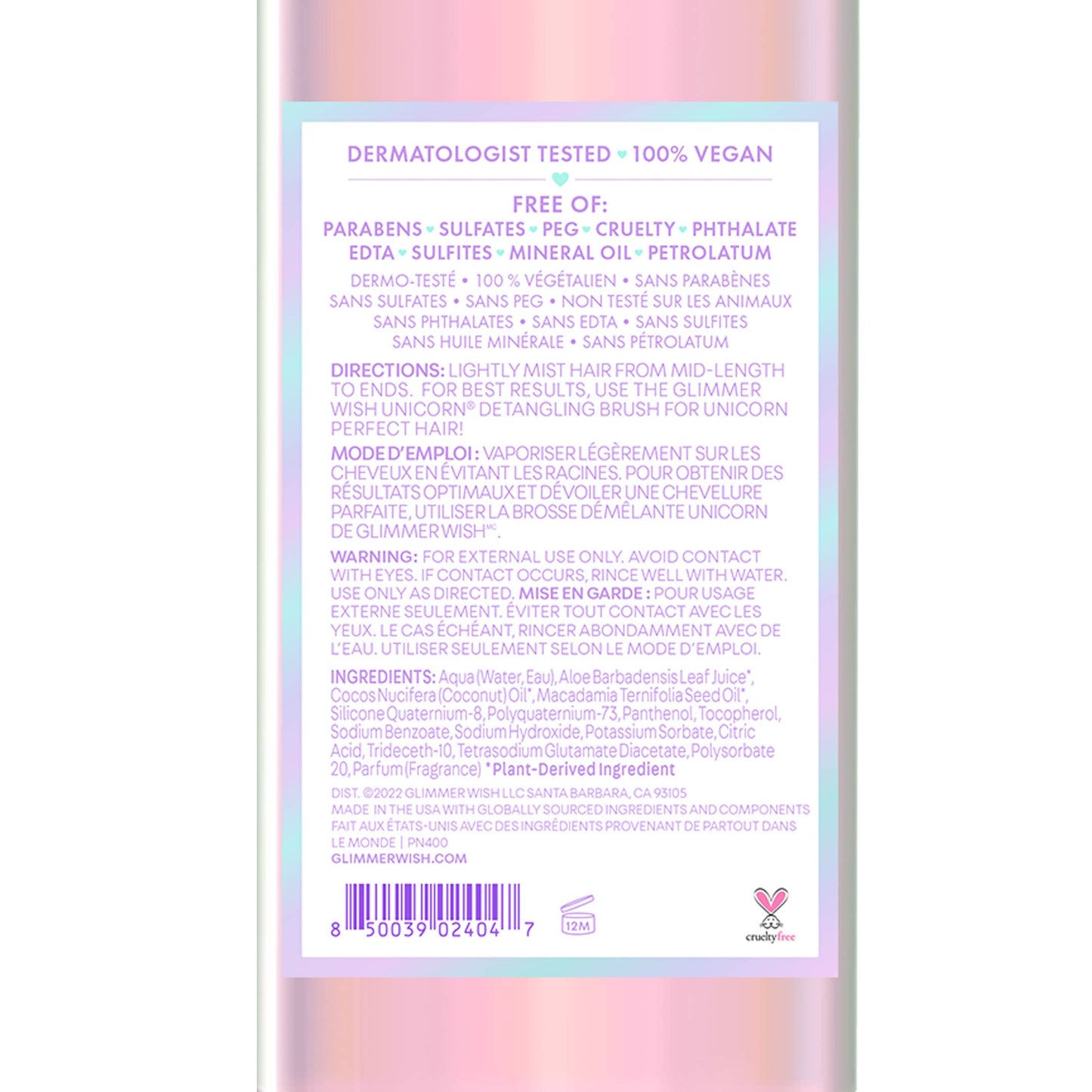 Glimmer Wish - Unicorn Hair Detangling Mist | Detangler Spray, Perfect Gift