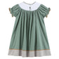 Lil Cactus - Sage Green Mallard Smocked Bishop Dress