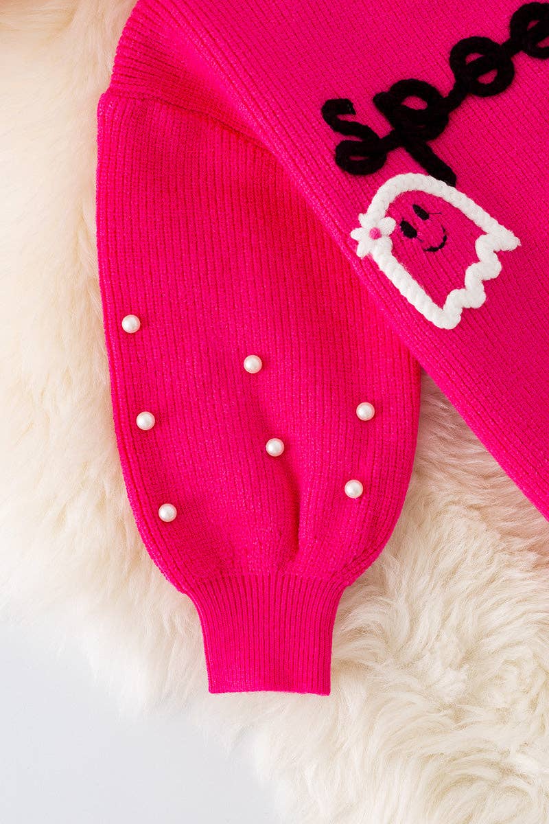 Kids Charm Online - Spooky knit girls sweater with pearl beads. (Available in 3 colors!)