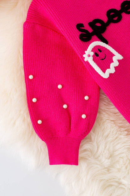 Kids Charm Online - Spooky knit girls sweater with pearl beads. (Available in 3 colors!)
