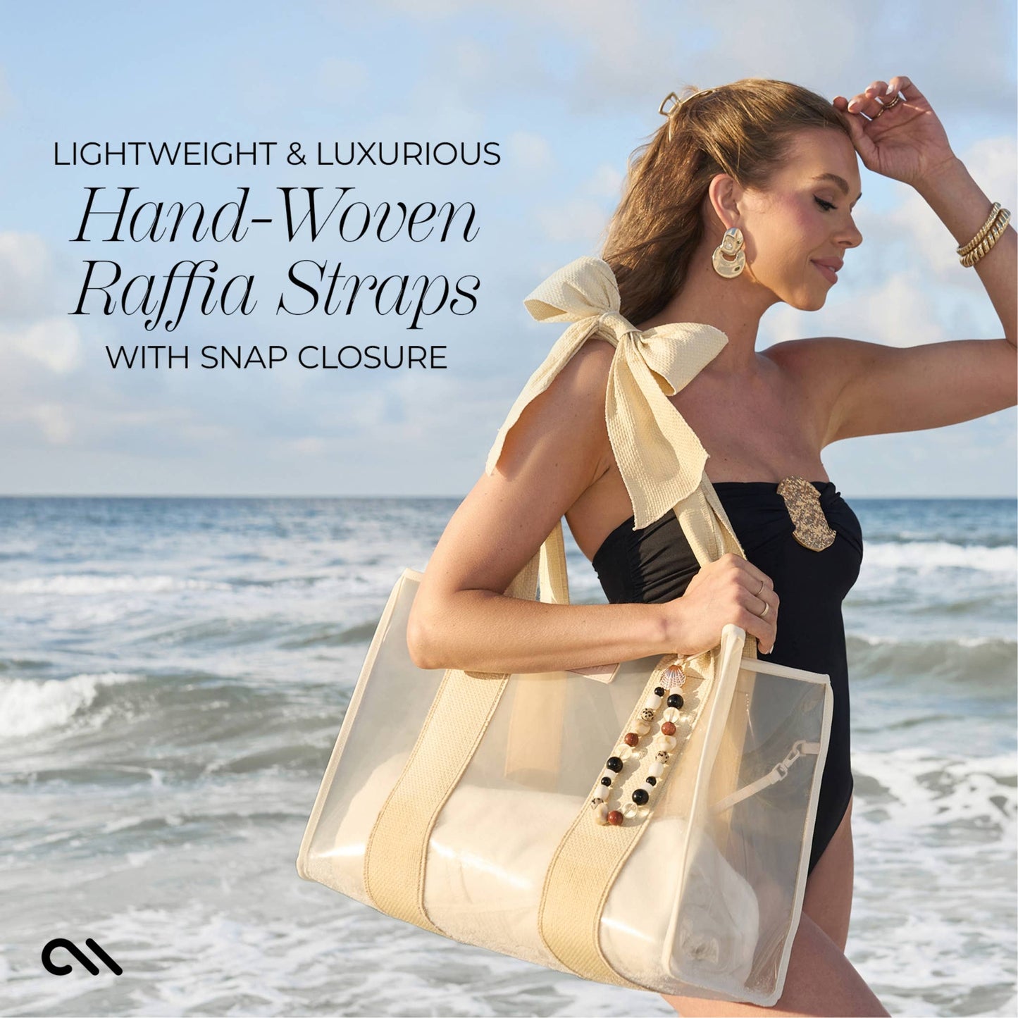 Case-Mate - Case-Mate Ecru Raffia Bow Jelly Tote Bag