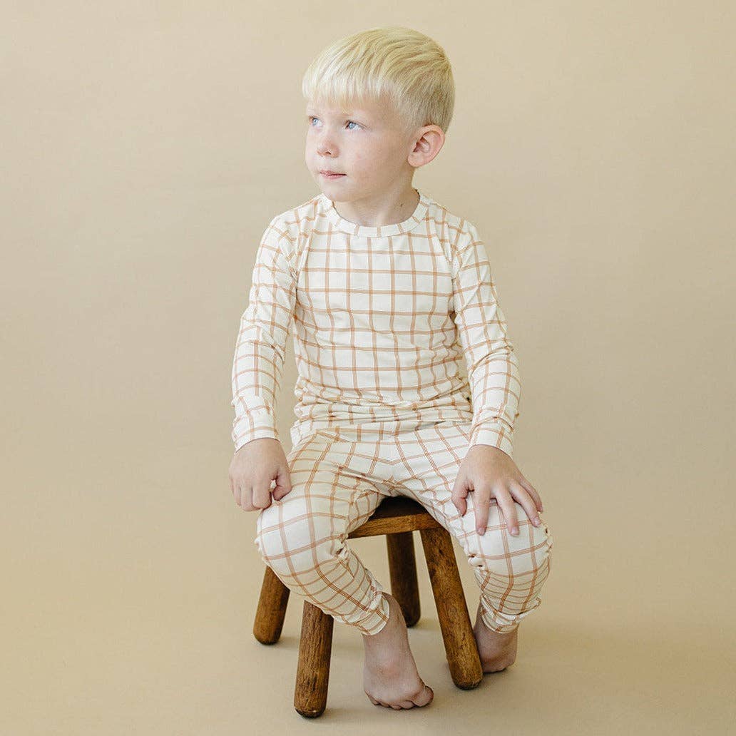 Little Joy Co. - Burnt Orange Plaid 2pc Kids Bamboo Pajamas Fall Halloween