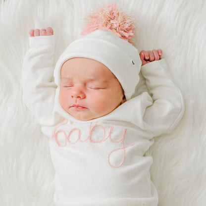 oh baby! - "baby" Pink Sparkle Embroidered 2PC Set