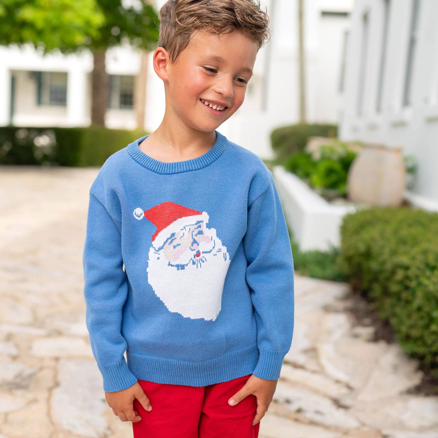 Shrimp and Grits Kids - Sweater - Jolly Blue Santa