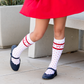 Little Stocking Co. - Red Bow Scalloped Knee Socks