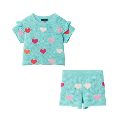 Andy & Evan - Girls Heart Crochet Set | Aqua Hearts