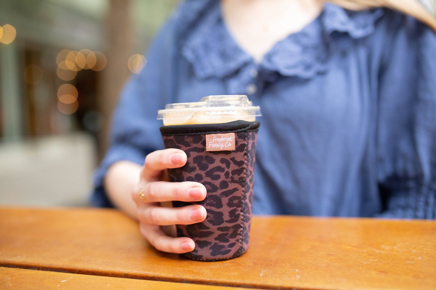 Frederick Family Co. - Iced Coffee Sleeve, Cute Reusable  Cup Holder Drink Sleeve, Coffee Lover Gift, Cold Drink Sleeve for Iced Coffee Cups
