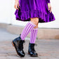 Little Stocking Co. - Purple Striped Lace Top Knee High Socks