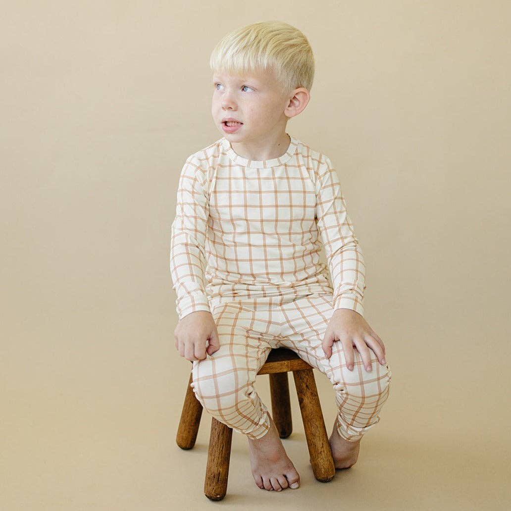 Little Joy Co. - Burnt Orange Plaid 2pc Kids Bamboo Pajamas Fall Halloween