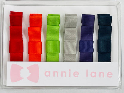 Box of 6 hair bows - solid #8