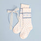 Little Stocking Co. - Blue Bow Scalloped Knee Socks