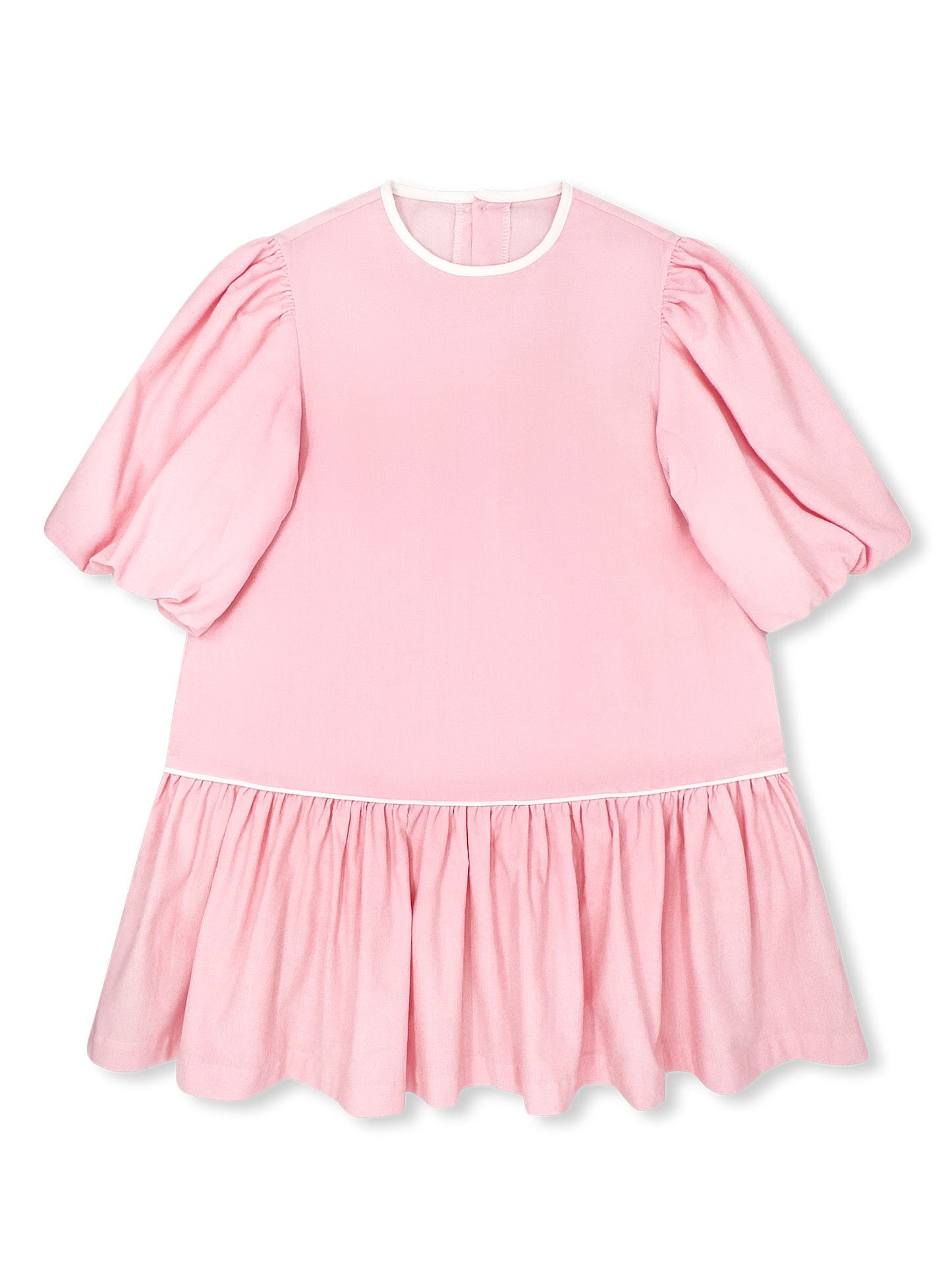 Harper Dress - PRESCOTT PINK CORDUROY WITH WHITE CORDUROY PIPING