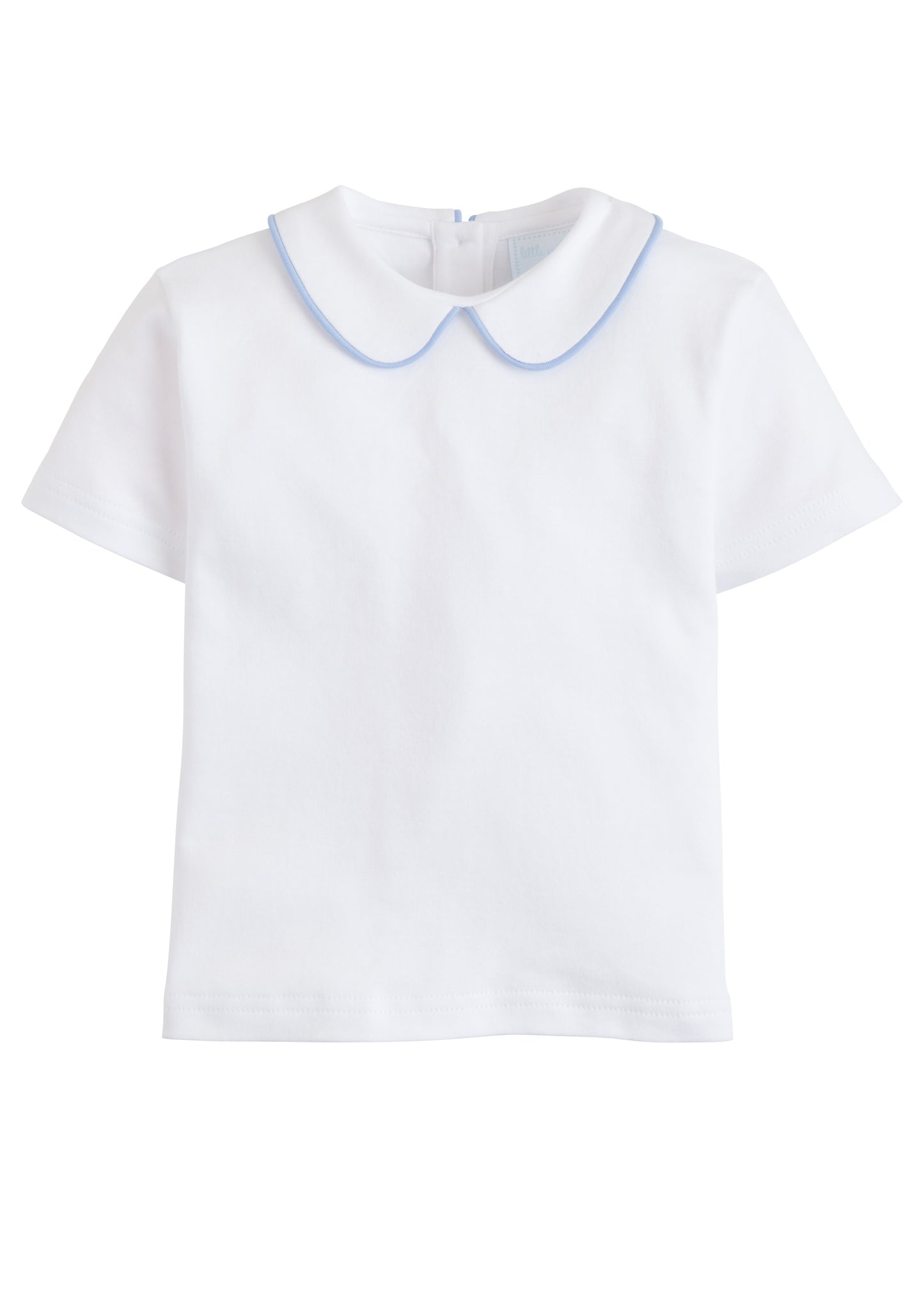 Piped Peter Pan Short Sleeve - Light Blue/White Little English
