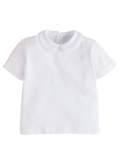 Piped Peter Pan Short Sleeve - Light Blue/White Little English