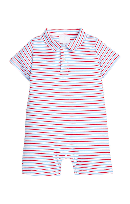 Peter Pan Polo Romper - Primary Stripe Little English